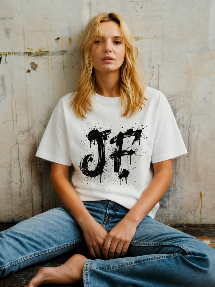 "JF" Graffiti-Style Oversized T-Shirt