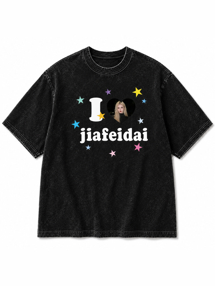 "I Love Jiafei" Y2K-Style Oversized T-Shirt