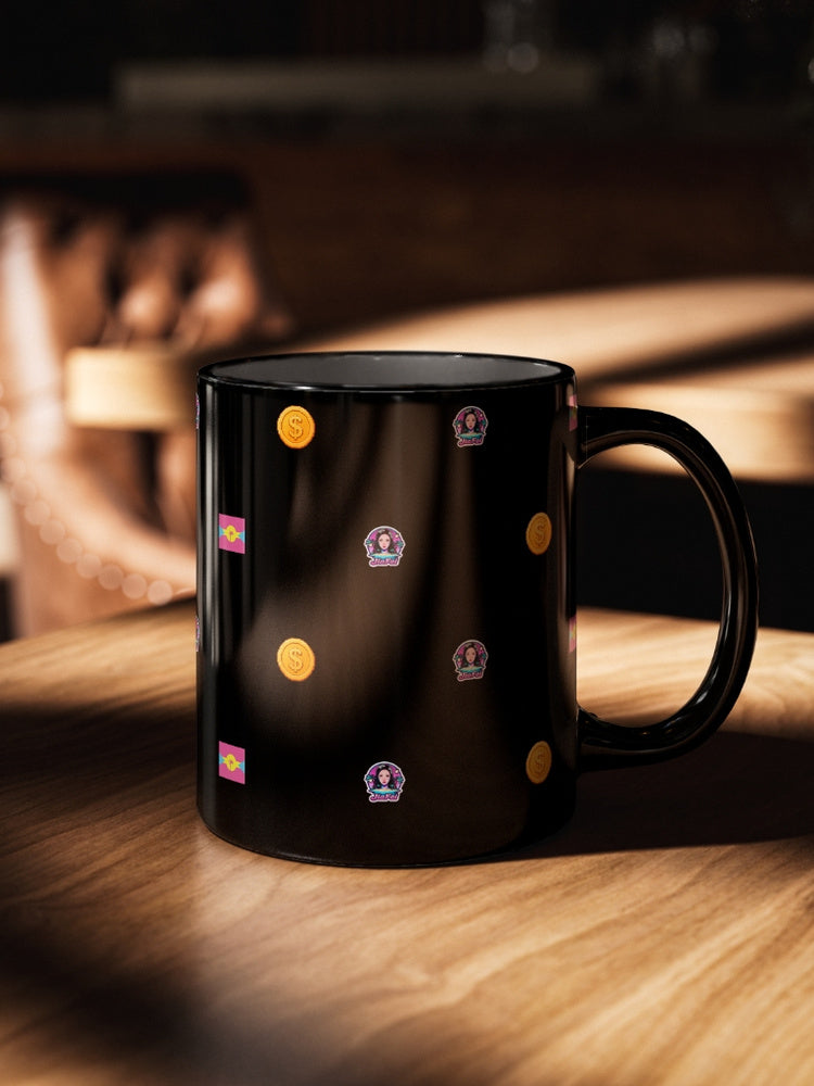 Jiafei All-Over Print Floptropica Black Ceramic Mug