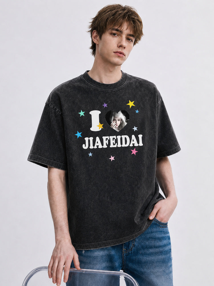 "I Love JIAFEIDAI" Oversized Graphic T-Shirt