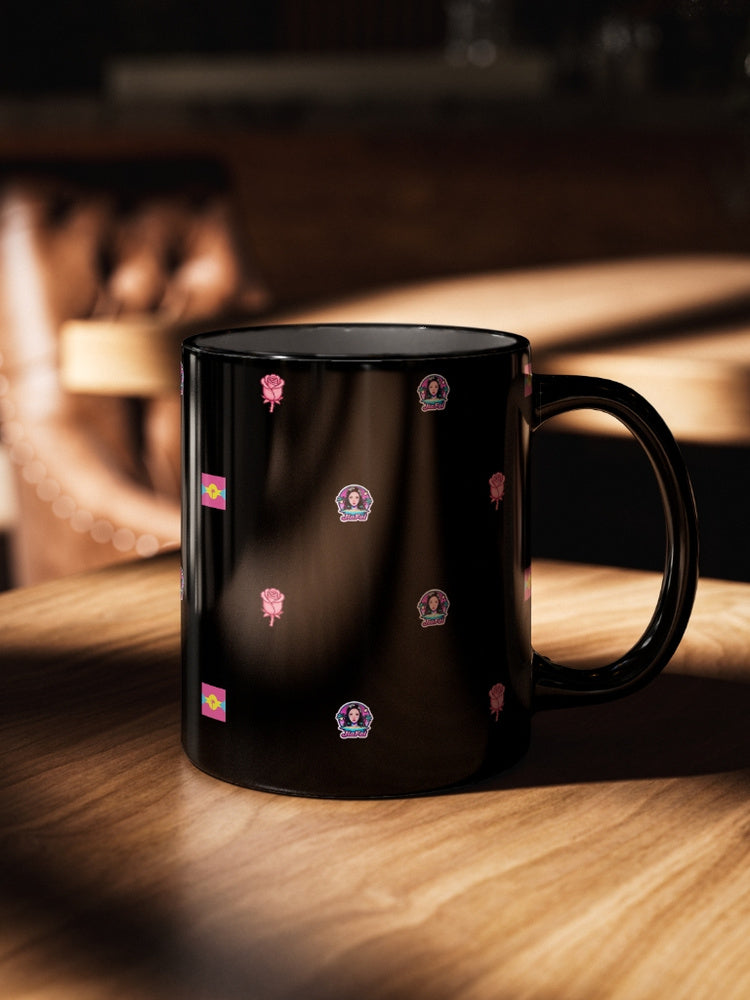 Jiafei All-Over Print Black Ceramic Mug