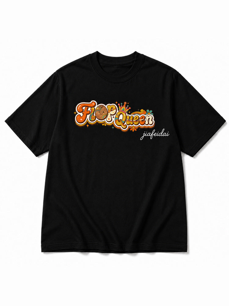 "Flop Queen" Retro Groovy Oversized T-Shirt
