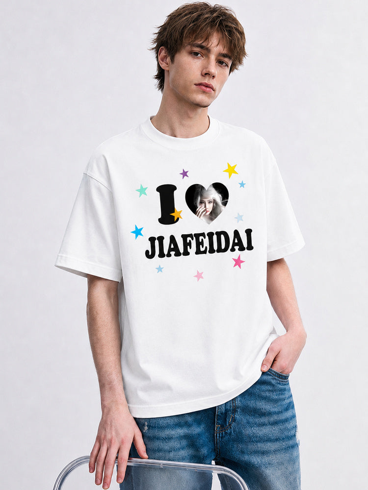 "I Love JIAFEIDAI" Oversized Graphic T-Shirt