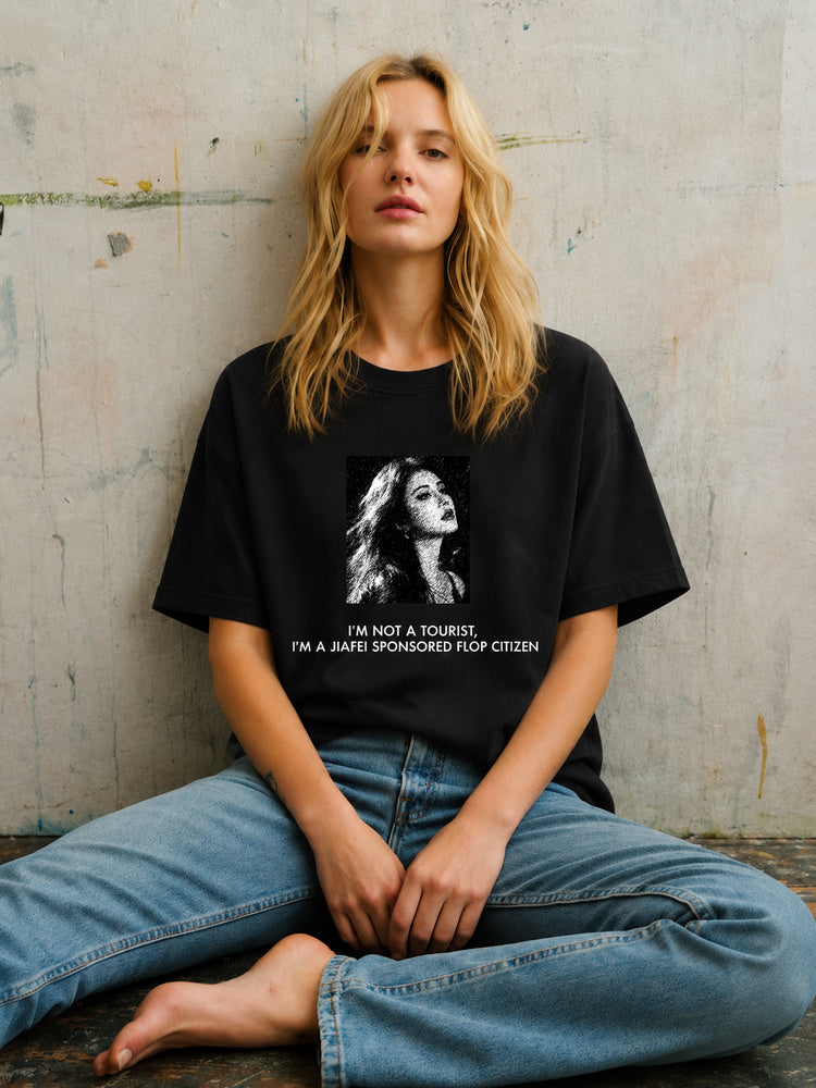 JIAFEI I’m Not A Tourist Flop Citizen Graphic Oversized T-Shirt