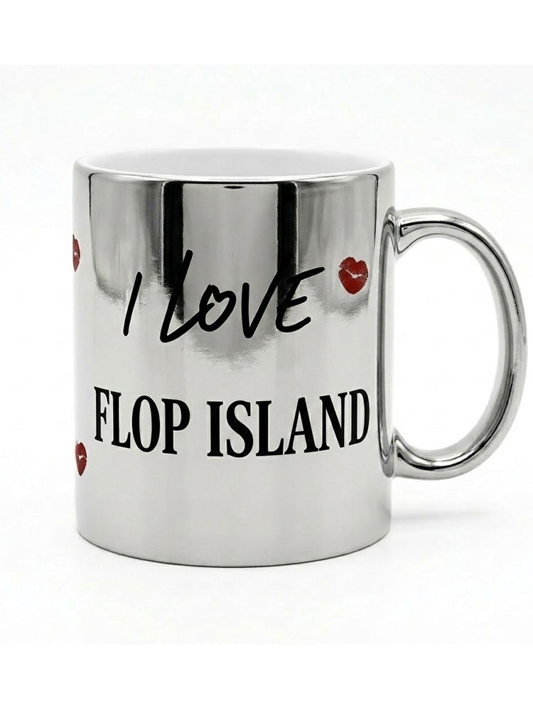 Jiafei "I Love Flop Island" Silver Metallic Mug