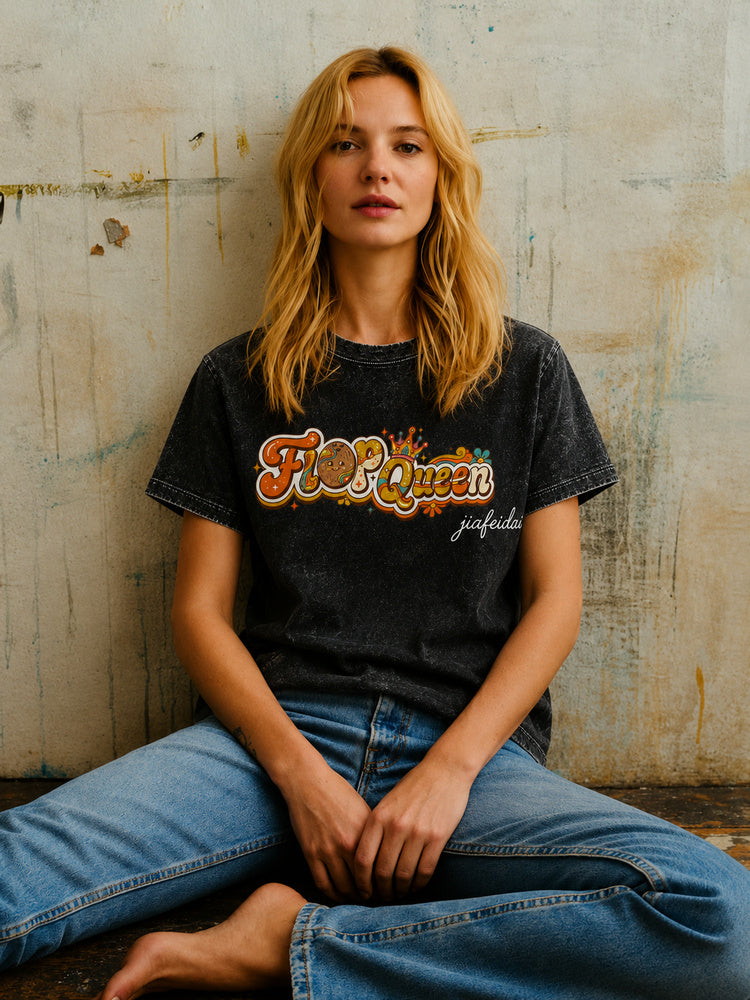 "Flop Queen" Retro Groovy Oversized T-Shirt