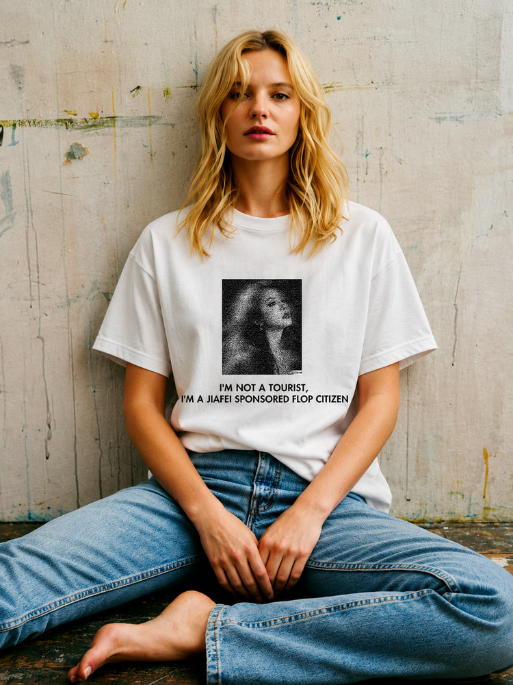 JIAFEI I’m Not A Tourist Flop Citizen Graphic Oversized T-Shirt