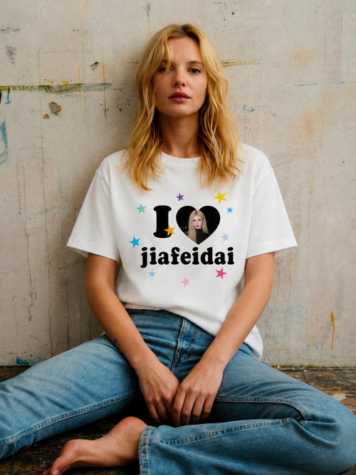"I Love Jiafei" Y2K-Style Oversized T-Shirt