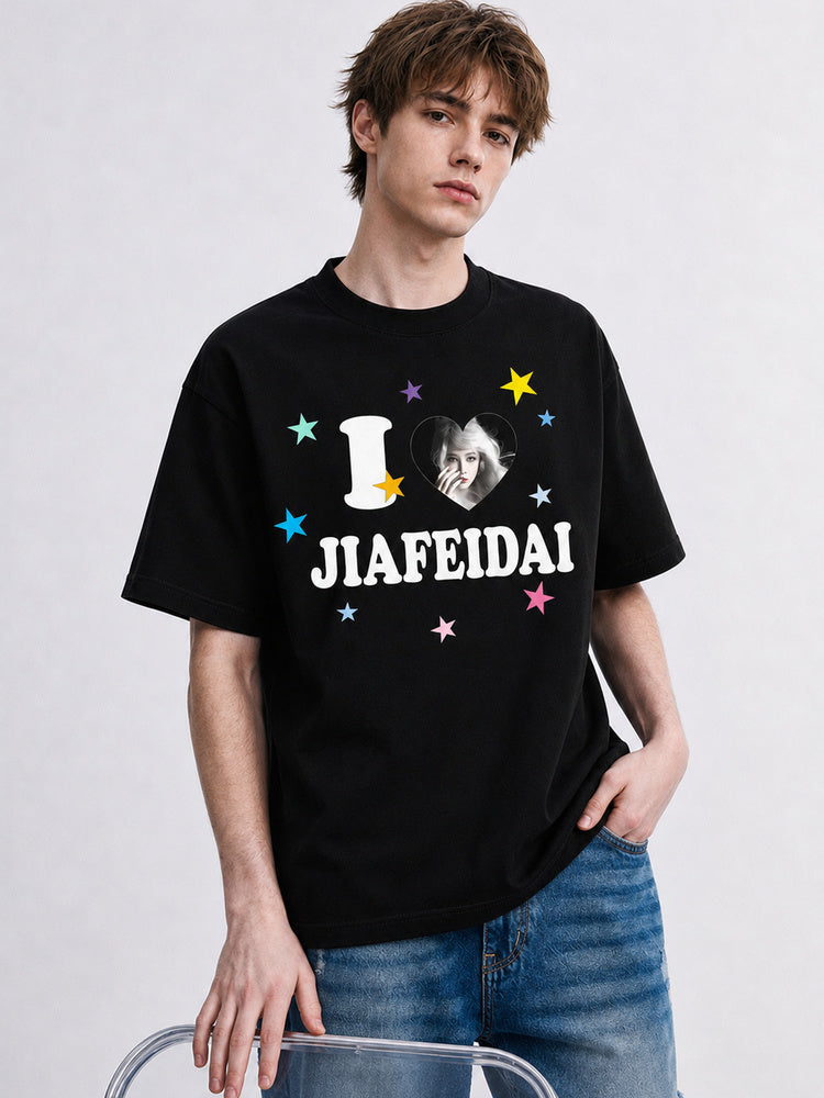 "I Love JIAFEIDAI" Oversized Graphic T-Shirt