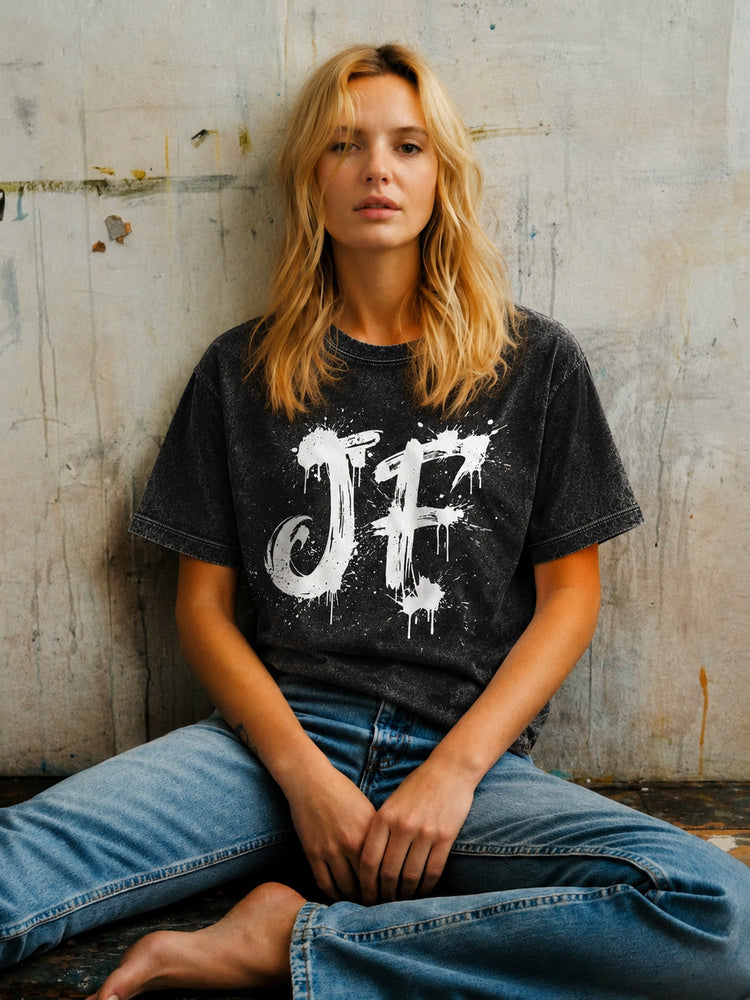 "JF" Graffiti-Style Oversized T-Shirt