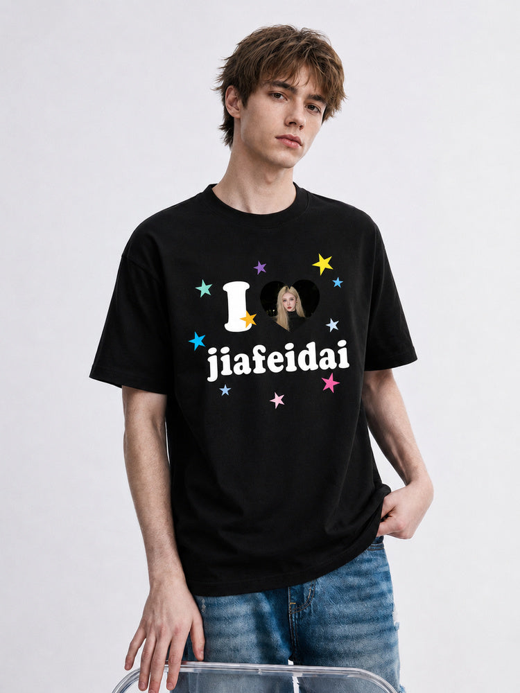 "I Love Jiafei" Y2K-Style Oversized T-Shirt