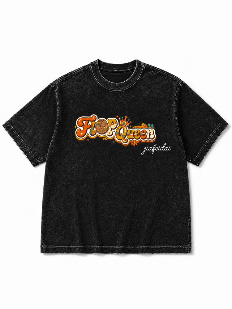 "Flop Queen" Retro Groovy Oversized T-Shirt