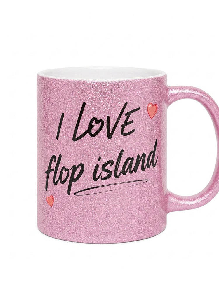 Jiafei I Love Flop Island Pink Glitter Mug