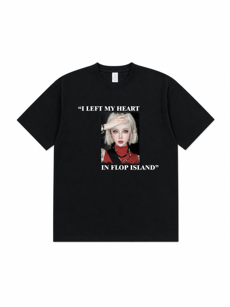 JIAFEI “I Left My Heart In Flop Island” Graphic Oversized T-Shirt