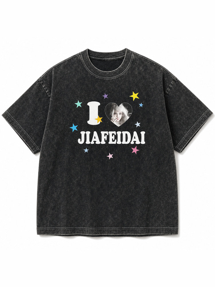 "I Love JIAFEIDAI" Oversized Graphic T-Shirt
