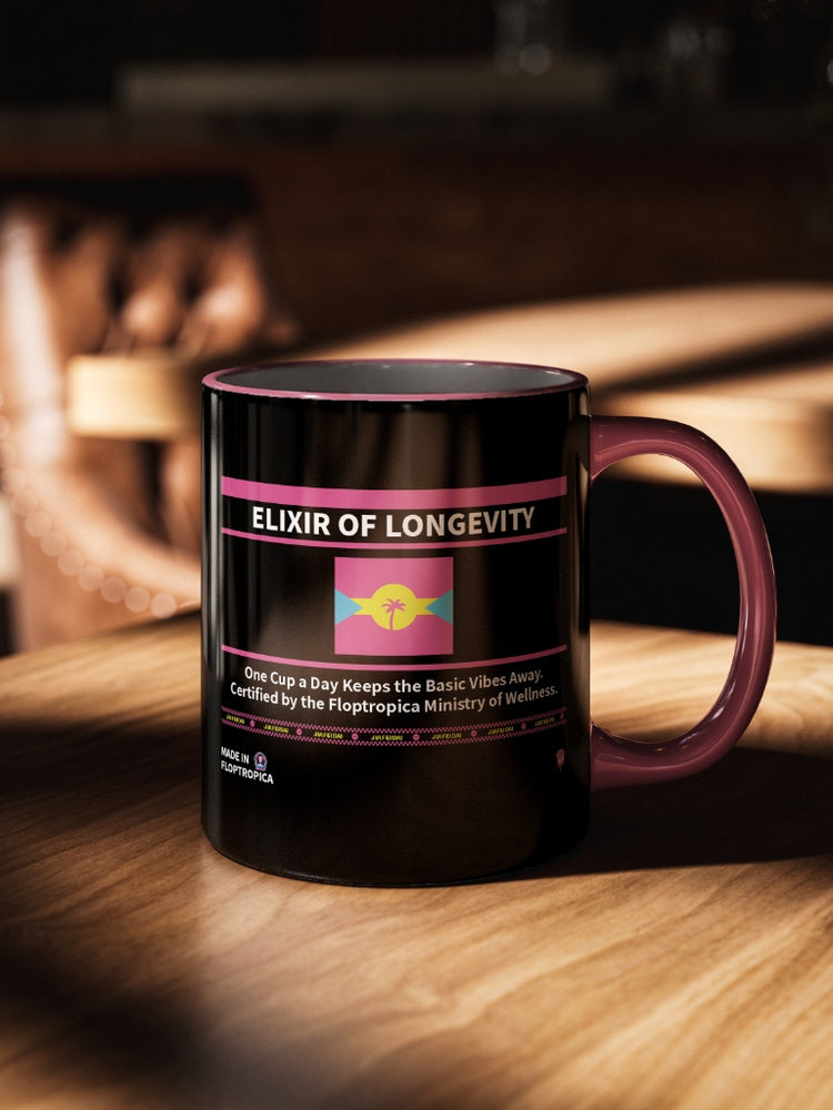 Jiafei Elixir of Longevity Floptropica Black Ceramic Mug