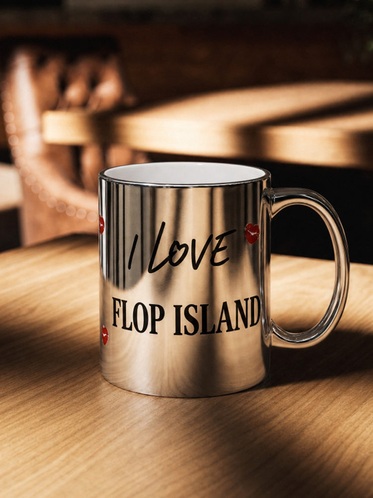 Jiafei "I Love Flop Island" Silver Metallic Mug