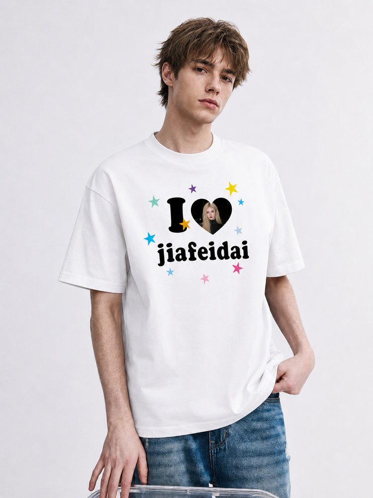 "I Love Jiafei" Y2K-Style Oversized T-Shirt
