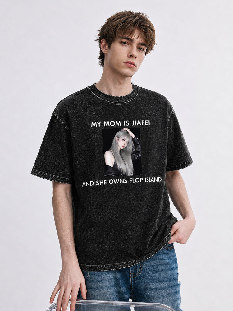 "My Mom Is Jiafei" Oversized Graphic T-Shirt
