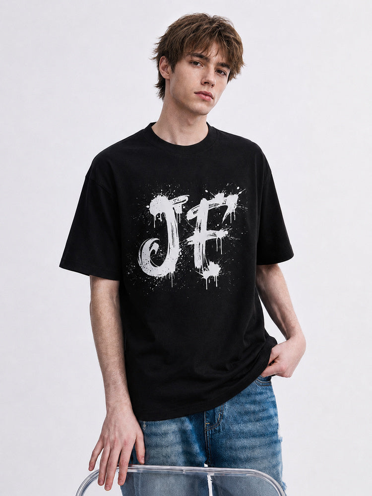 "JF" Graffiti-Style Oversized T-Shirt