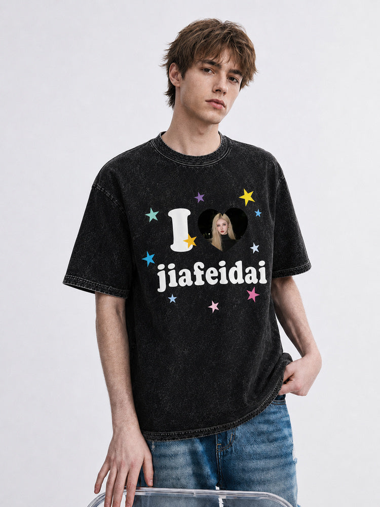 "I Love Jiafei" Y2K-Style Oversized T-Shirt