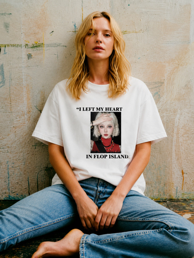 JIAFEI “I Left My Heart In Flop Island” Graphic Oversized T-Shirt
