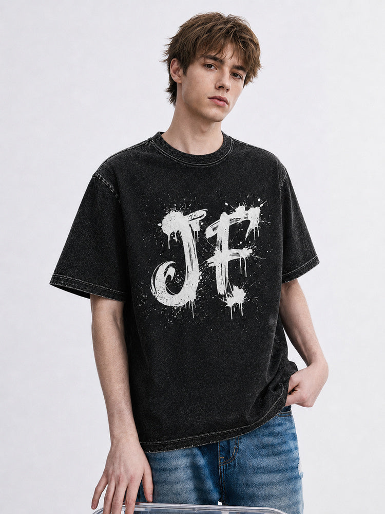 "JF" Graffiti-Style Oversized T-Shirt