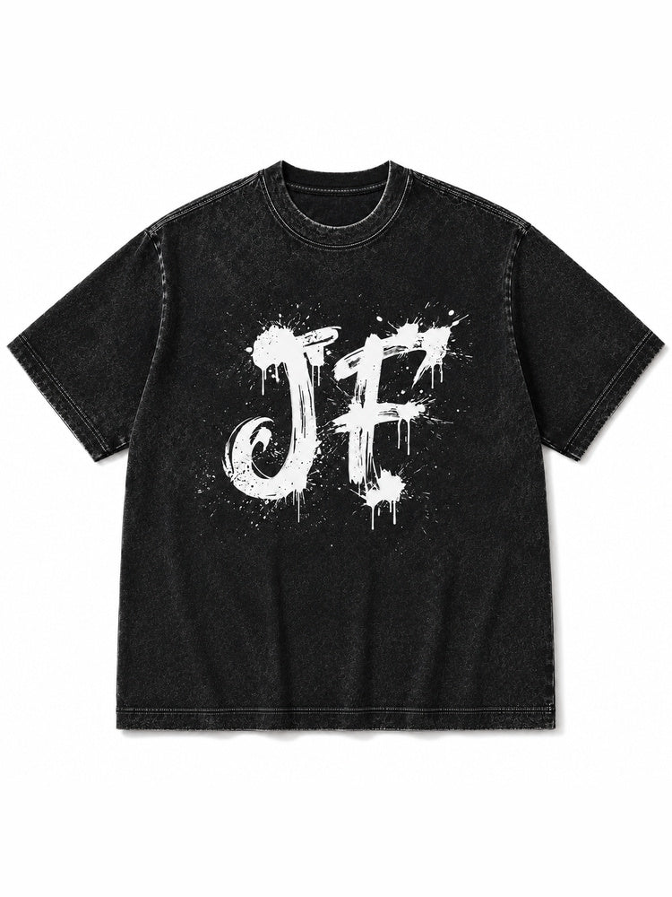 "JF" Graffiti-Style Oversized T-Shirt