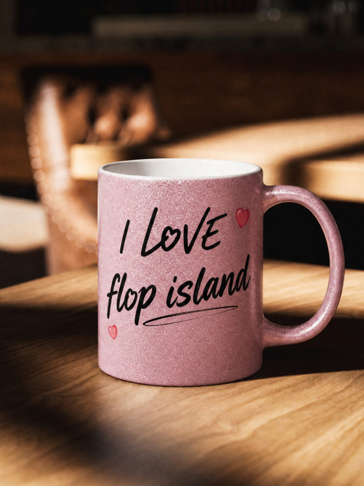 Jiafei I Love Flop Island Pink Glitter Mug