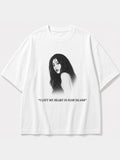 JIAFEI I Left My Heart In Flop Island Portrait Graphic Oversized T-Shirt