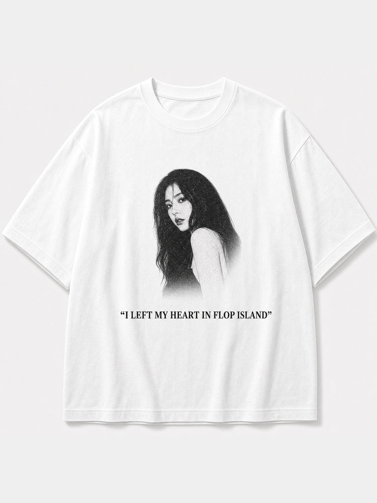 "I Left My Heart in Flop Island" Jiafei Portrait T-Shirt (White)