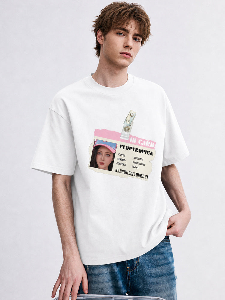 JIAFEI Floptropica Id Card Graphic Oversized T-Shirt