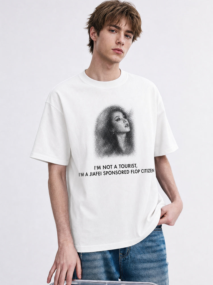 JIAFEI I’m Not A Tourist Flop Citizen Graphic Oversized T-Shirt