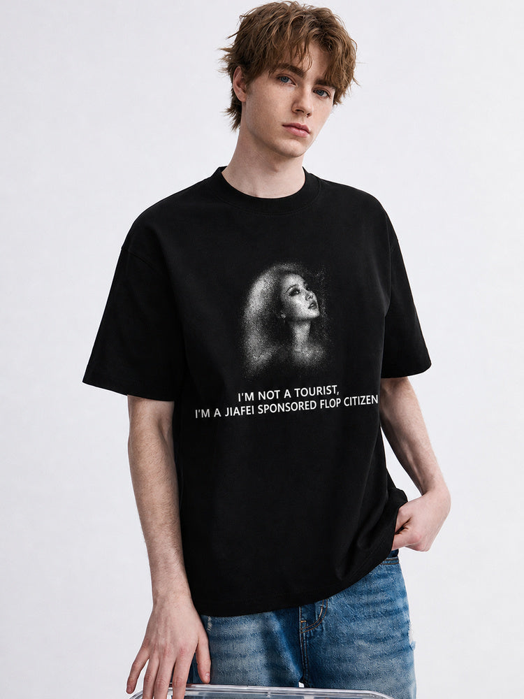 JIAFEI I’m Not A Tourist Flop Citizen Graphic Oversized T-Shirt