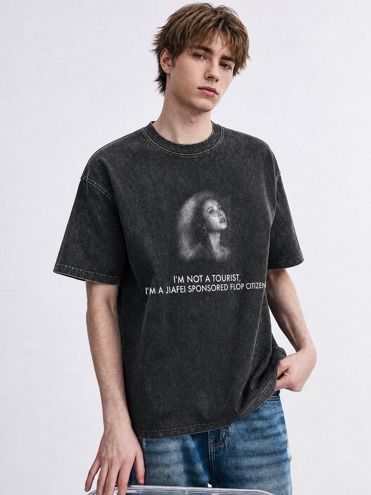 JIAFEI I’m Not A Tourist Flop Citizen Graphic Oversized T-Shirt