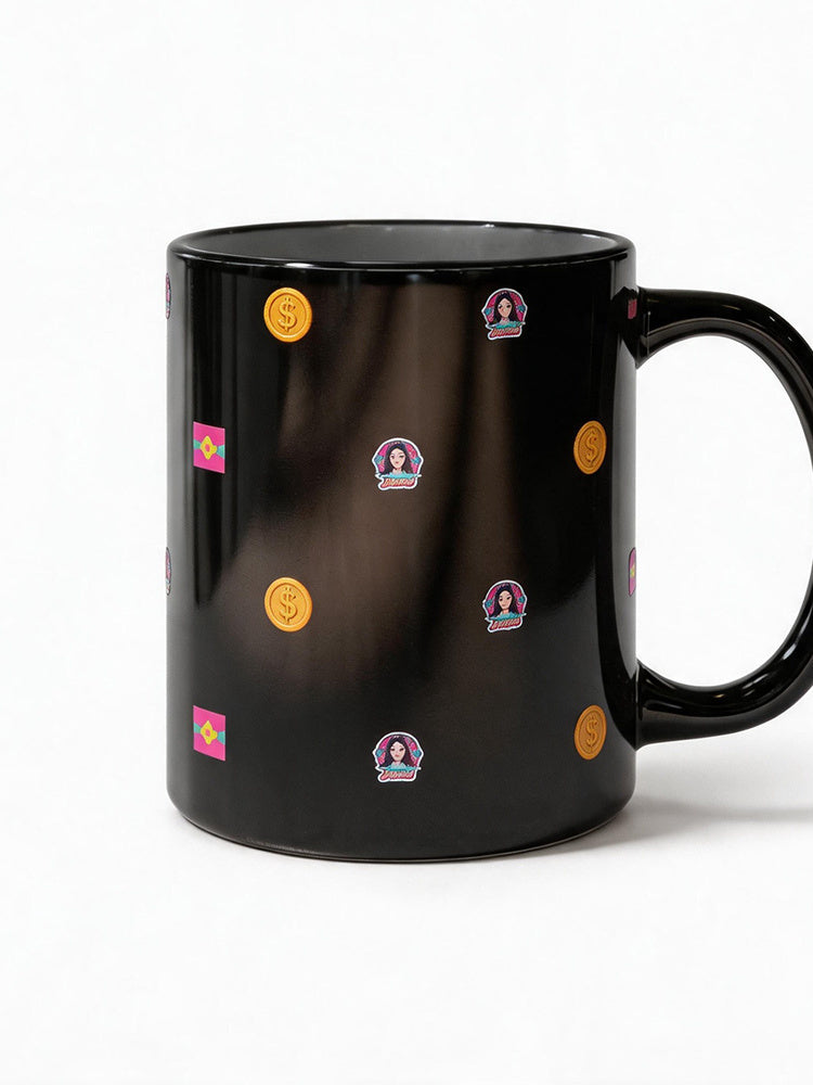 Jiafei All-Over Print Floptropica Black Ceramic Mug