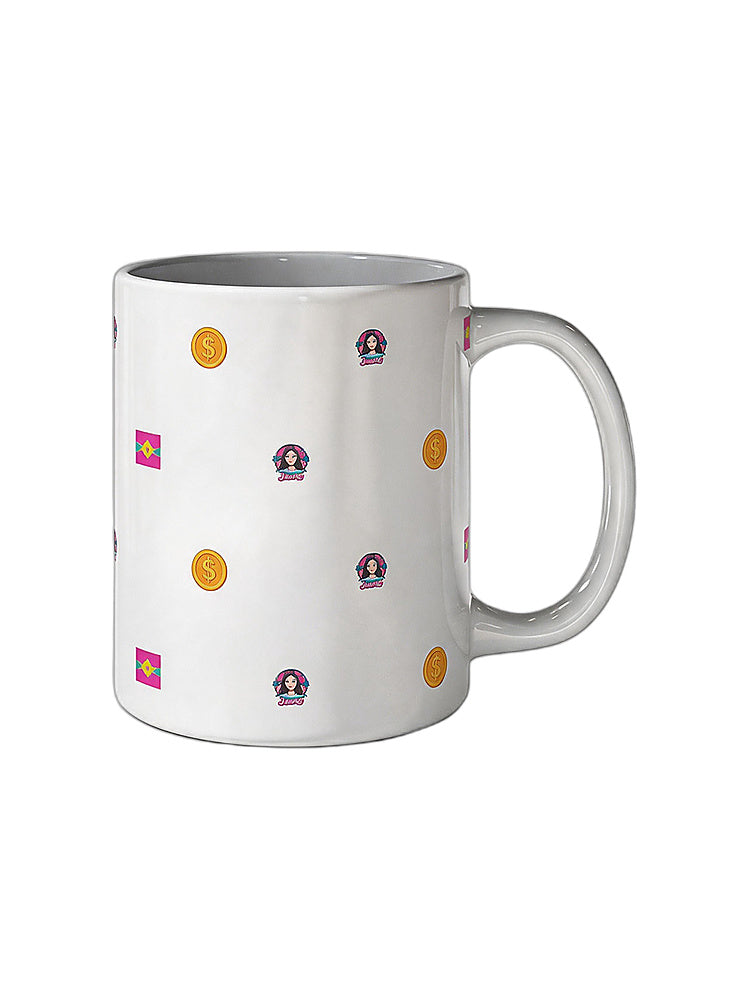 Jiafei All-Over Print White Ceramic Mug
