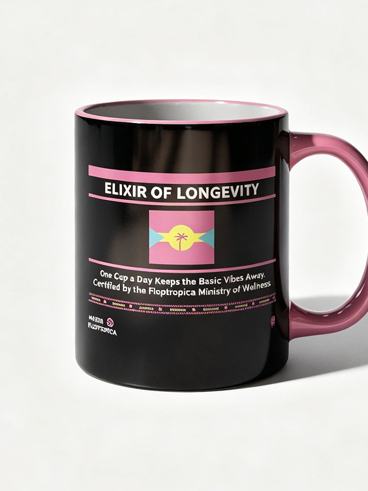 Jiafei Elixir of Longevity Floptropica Black Ceramic Mug