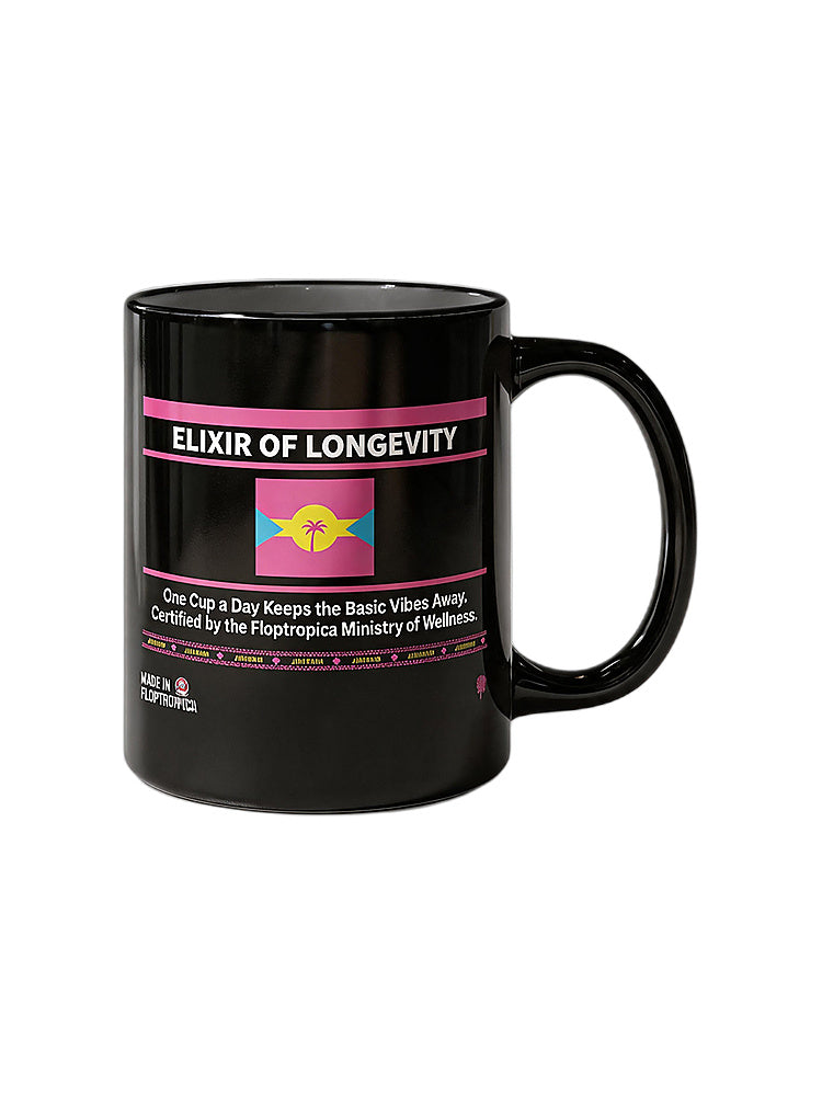 Jiafei Elixir of Longevity Floptropica Black Ceramic Mug