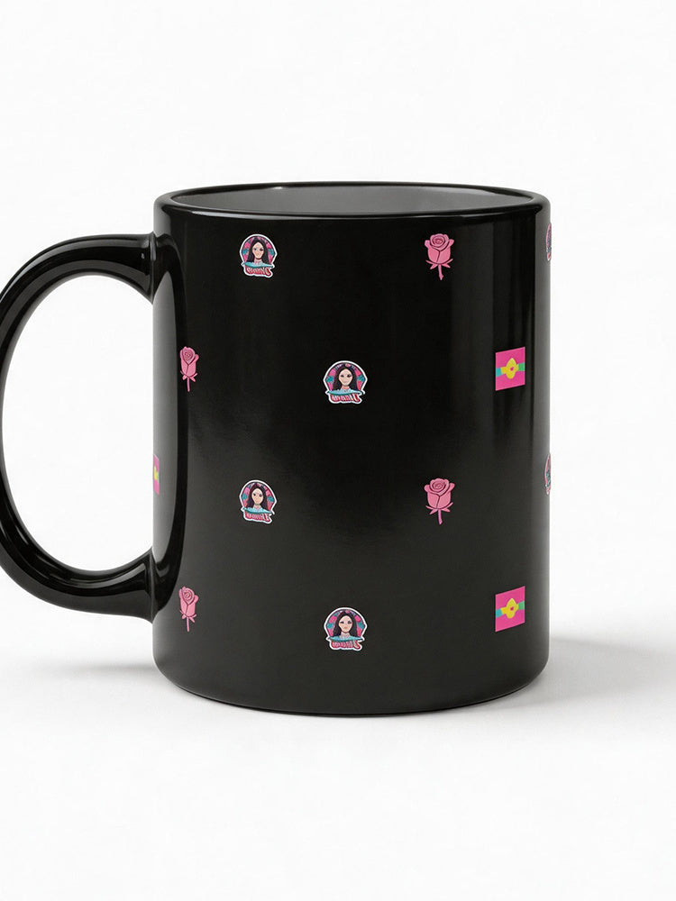 Jiafei All-Over Print Black Ceramic Mug
